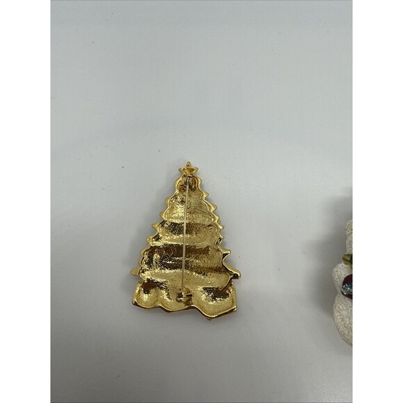 Lot of 3 Brooch Christmas Holiday Enamel Rhinestones Teddy Bear Snowman - Picture 3 of 7